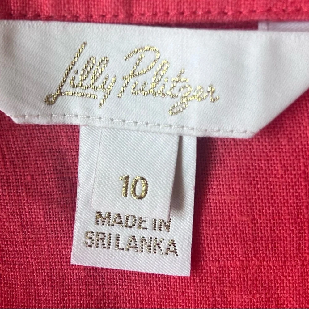 Lilly Pulitzer Coral Pink V-Neck Linen Blouse